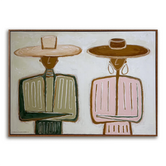 Silent Companions – Minimalist Walking Couple Canvas Art hand-painted wall art