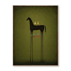 Olive Shadow Horse – Minimal Figurative Wall Art hand-painted wall art