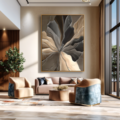 Neutral Textured Flower – Textured Floral Wall Art