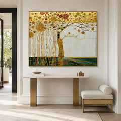 Golden Canopy Bloom – Decorative Botanical Textured Wall Art