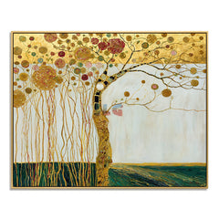 Golden Canopy Bloom – Decorative Botanical Textured Wall Art hand-painted wall art