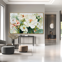 Blooming Serenity – Textured Floral Oil Painting
