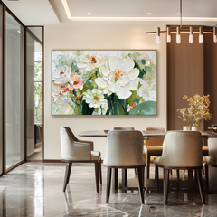 Blooming Serenity – Textured Floral Oil Painting