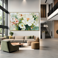 Blooming Serenity – Textured Floral Oil Painting