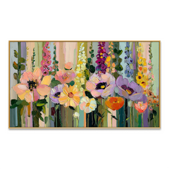 Soft Floral Dream – Hand-Painted Textured Flower Canvas Art hand-painted wall art