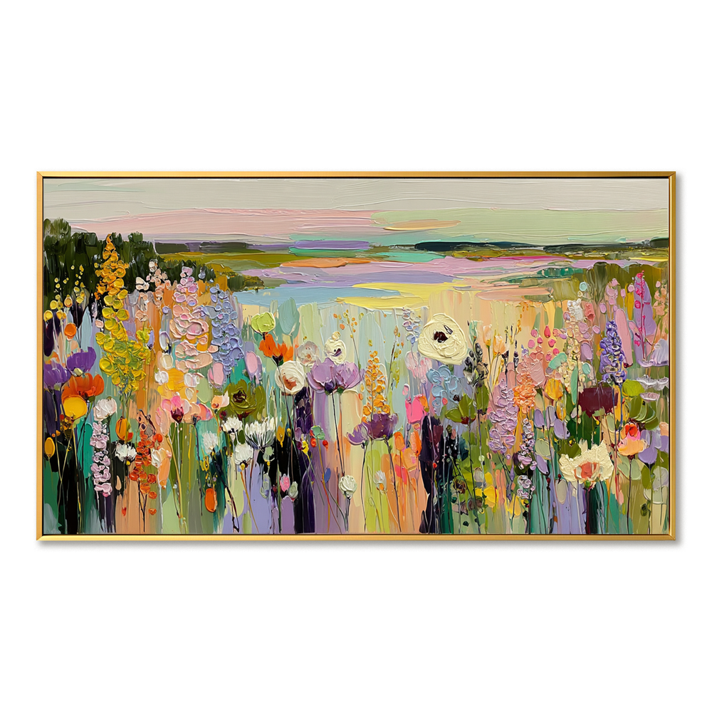 Vibrant Floral Garden – Textured Hand-Painted Flower Art on Canvas hand-painted wall art