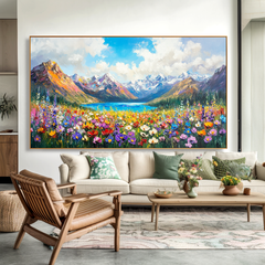 Everlight Meadow – Wildflower Mountain Lake Wall Art