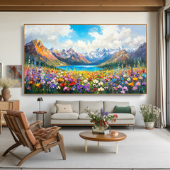 Everlight Meadow – Wildflower Mountain Lake Wall Art