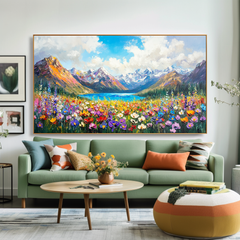 Everlight Meadow – Wildflower Mountain Lake Wall Art
