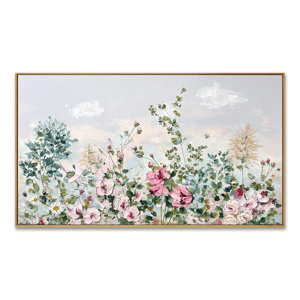 Floral Bliss – Textured Floral Wall Art hand-painted wall art
