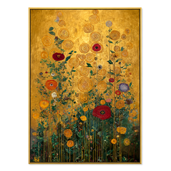 Golden Whirl – Textured Floral Oil Painting hand-painted wall art