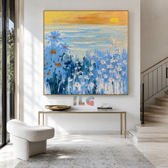 Blue Meadow Morning – Floral Landscape Wall Art