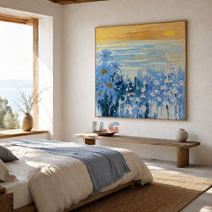 Blue Meadow Morning – Floral Landscape Wall Art