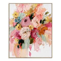 Blush Garden Bouquet – Textured Floral Wall Art hand-painted wall art