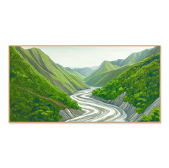 Emerald Passage – Green Valley River Landscape Wall Art hand-painted wall art