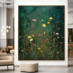 Emerald Stillness – Textured Floral Wall Art