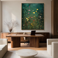 Emerald Stillness – Textured Floral Wall Art