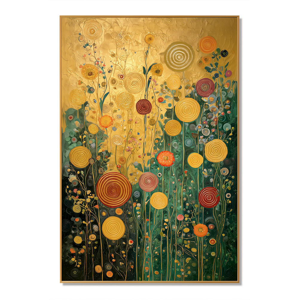 Golden Circles – Art Nouveau Botanical Wall Art hand-painted wall art