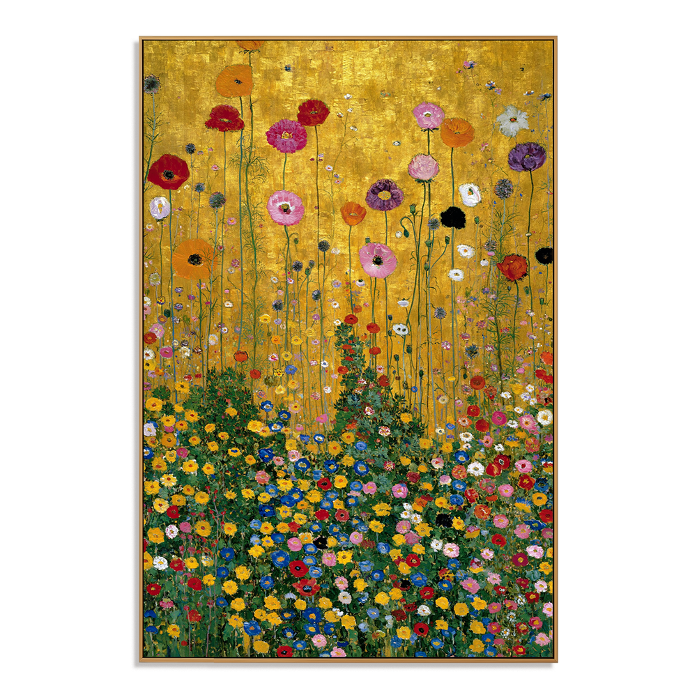 Golden Meadow Symphony – Art Nouveau Botanical Wall Art hand-painted wall art