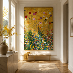 Golden Meadow Symphony – Art Nouveau Botanical Wall Art