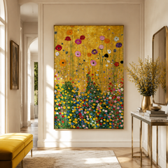 Golden Meadow Symphony – Art Nouveau Botanical Wall Art