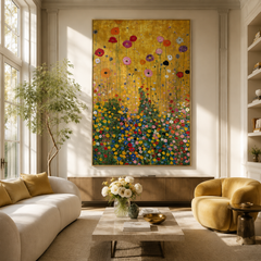 Golden Meadow Symphony – Art Nouveau Botanical Wall Art