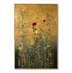 Golden Reverie – Art Nouveau Botanical Wall Art hand-painted wall art