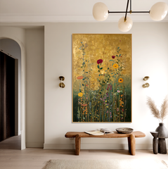 Golden Reverie – Art Nouveau Botanical Wall Art