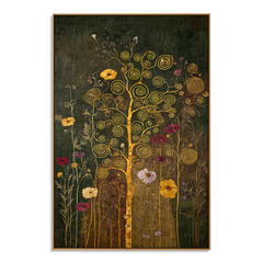 Golden Spiral Garden – Art Nouveau Botanical Wall Art hand-painted wall art