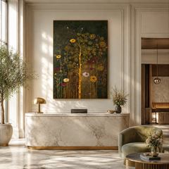 Golden Spiral Garden – Art Nouveau Botanical Wall Art