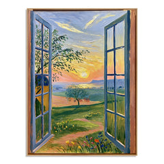Golden Vista Window – Landscape Wall Art hand-painted wall art