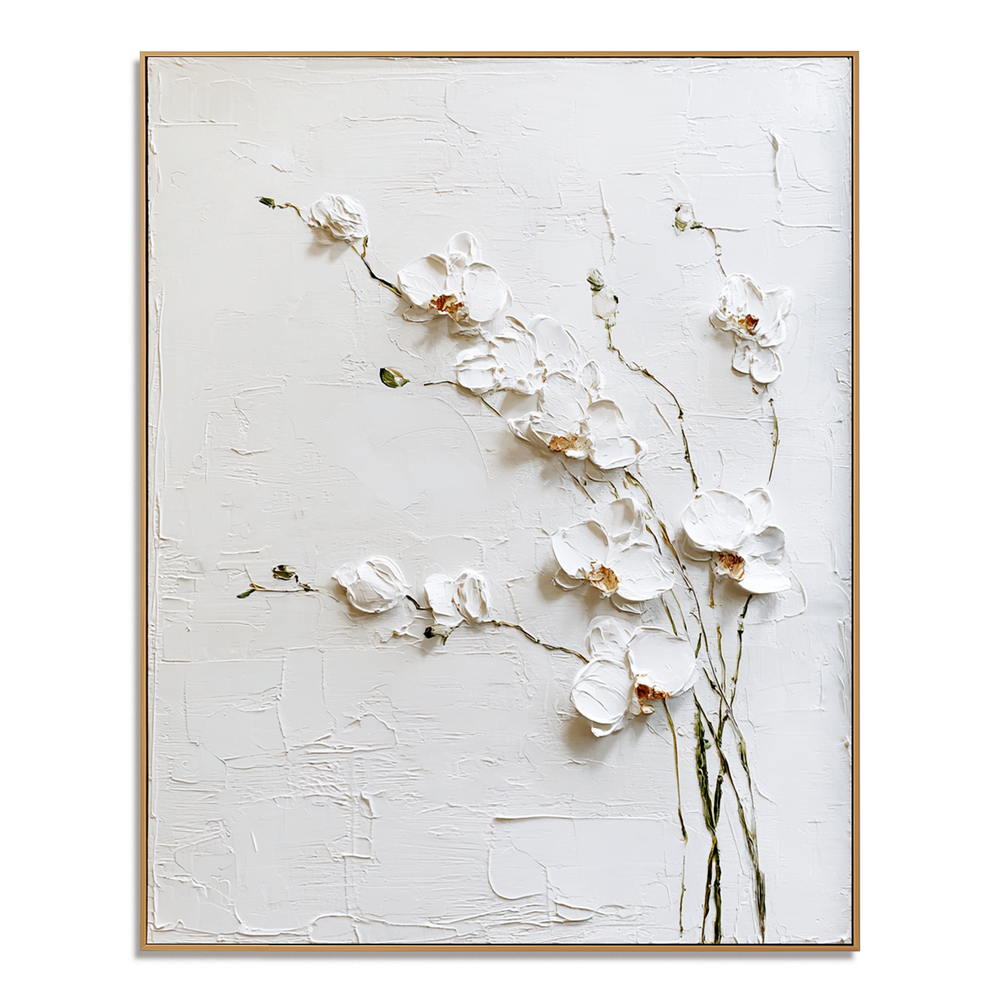Ivory Petal Echo – Floral Wall Art hand-painted wall art
