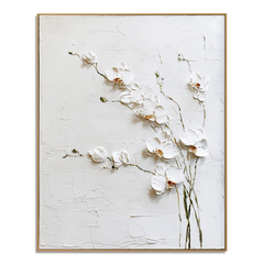 Ivory Petal Echo – Floral Wall Art hand-painted wall art
