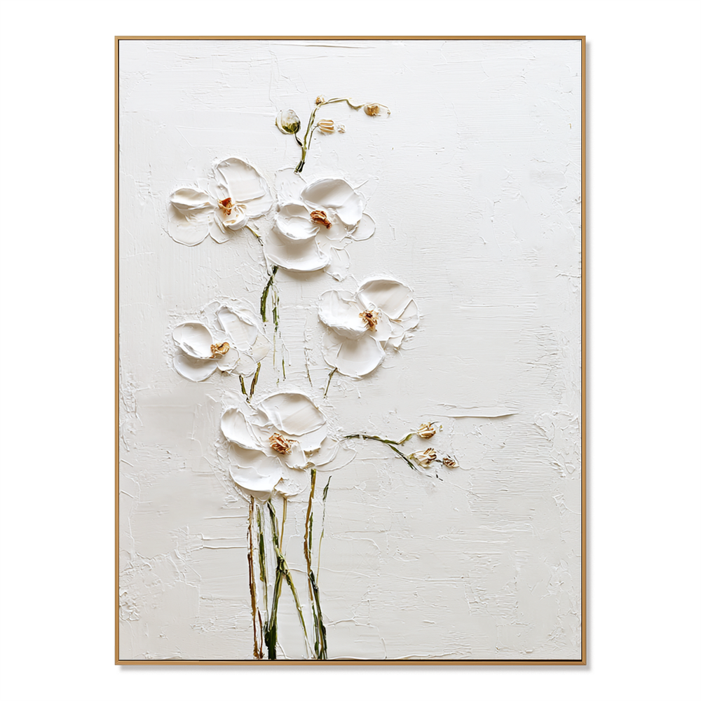 Moonlit Ivory Bloom – Floral Wall Art hand-painted wall art