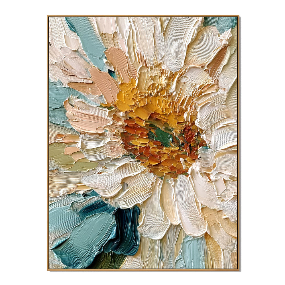 Ocean Bloom Reverie – Textured Floral Wall Art hand-painted wall art