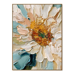 Ocean Bloom Reverie – Textured Floral Wall Art hand-painted wall art