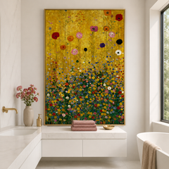 Sunlit Blossom Field – Art Nouveau Botanical Wall Art