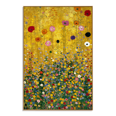 Sunlit Blossom Field – Art Nouveau Botanical Wall Art hand-painted wall art