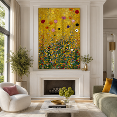 Sunlit Blossom Field – Art Nouveau Botanical Wall Art