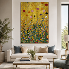 Sunlit Blossom Field – Art Nouveau Botanical Wall Art