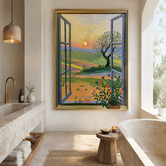 Sunset Window Meadow – Landscape Wall Art