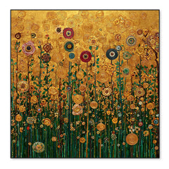 Sunlit Reverie – Hand-Painted 3D Textured Gold Floral Canvas hand-painted wall art