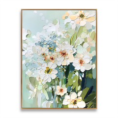 Celestial Petals – Textured Floral Oil Painting hand-painted wall art