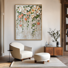 Falling Blossom Grace – Textured Floral Wall Art
