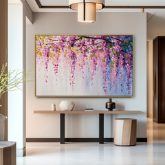 Graceful Wisteria Blossom – Textured Floral Wall Art