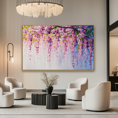 Graceful Wisteria Blossom – Textured Floral Wall Art