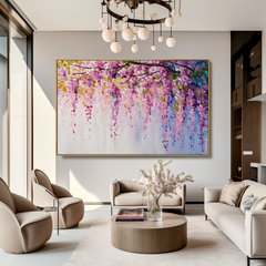 Graceful Wisteria Blossom – Textured Floral Wall Art