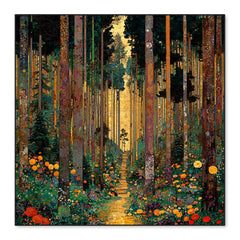 Whispering Grove – Hand-Painted 3D Textured Forest & Floral Canvas hand-painted wall art