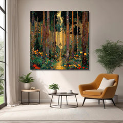 Whispering Grove – Hand-Painted 3D Textured Forest & Floral Canvas