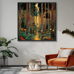 Whispering Grove – Hand-Painted 3D Textured Forest & Floral Canvas